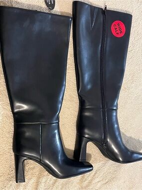 INC international Cosepts Wide Calf Black Knee-High Women's Boots